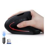 TECKNET Ergonomic Mouse, Wireless Rechargeable Vertical Mouse for Carpal Tunnel Right Hand, 4800 DPI 5 Adjustable Levels 2.4GHz with USB-A Receiver, Silent Click, for Laptop, PC, Desktop (Not USB-C) -
