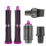 Hair Curling Iron Barrels & Round Brush Attachment for Dyson Supersonic Hair Dryer, 5 in 1 Hair Tools Replacement Parts Automatic Curling Suit, Accessories for Multiple Hair Styles - Retail: $40