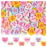 Qumenan 120 Pcs Valentine Conversation Heart Resin Pastel Candy Heart Ornaments for Table Decorations Vase Filler Valentines Wedding Home Table Party Decor Macaron - Retail: $15
