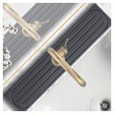 Stone Faucet Mat for Kitchen Sink with Raised Feet, Sink Mat for Kitchen Faucet, Water Absorbent Diatomite Stones Sinks Tray, Sink Splash Guard & Protectors, Stone Drying Tray for Bathroom Counter - R