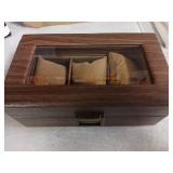 INFUNLY 3 Slots Watch Display Box PU Leather Watch Holder for Men Watch Storage Box with Glass Lid Brown Watch Organizer Case for Father