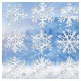 Zonon 45 Pieces Snowflake Cutouts Decorations, Winter Christmas Snowflake Paper Cutouts with Glue Point Dot for Bulletin Board Winter Party Home Class Office Decor Accessories (Silver) - Retail: $7