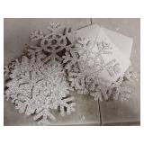 Zonon 45 Pieces Snowflake Cutouts Decorations, Winter Christmas Snowflake Paper Cutouts with Glue Point Dot for Bulletin Board Winter Party Home Class Office Decor Accessories (Silver) - Retail: $7