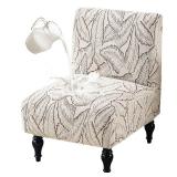 Buenanir Armless Accent Chair Cover Stretch Jacquard Accent Chair Slipcover for Slipper Chair Without Arms Printed Armless Chair Furniture Protector Covers for Living Dining Room Hotel Brown - Retail: