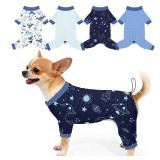 Bienbee Dog Pajamas, 4 Pack Dog Recovery Suit Shedding Suit Cute Soft Puppy Clothes Dogs Pjs Onesies Jammies Adjustable Breathable & Stretchy Clothes for Small Medium Large Dogs Girl Boy Puppy-S - Ret