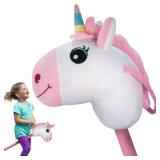 WALIKI Unicorn Stick Horse Toy for 2, 3, 4, 5, 6 & 7 Year Old Girls | Cute Birthday Gift for Little Girls | Pretend Play Pony for Toddlers & Preschoolers - Retail: $32