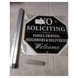 Qimshemi No Soliciting Sign for House with Stake, 10 x 10 Inches No Soliciting Yard Sign with 28 Inch Long Stake, Metal Aluminum No Soliciting Signs for Home, Polite No Soliciting Sign for House Funny