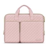 MOSISO 360 Protective Laptop Case 16 inch, 15-15.6 inch Laptop Sleeve Compatible with MacBook Pro 16 inch, HP Acer Dell Lenovo ASUS, Square Quilted Bag Cover with 2 Pockets&Handle&Belt, Chalk Pink - R