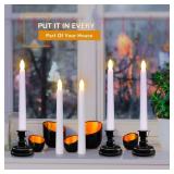 PChero LED Taper Candles with Remote Timers, 6 Pack Flameless Battery Operated Flickering Window Candles with Candlestick Holders for Thanksgiving Christmas Home Decorations - Retail: $21