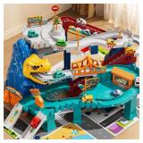 NIPLOOOW Dinosaur Race Track Playset for Boys Kids 3-5, Dinosaur Climbing Hills Car Track Play Set with 10 Mini Racer Cars, Kids Car Ramp Track Toys for 3 4 5 6 7 8 Year Old Boys Girls - Retail: $33