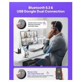 Rownfusny Wireless Headset with Mic for Work, Clear Sound Comfortable Computer Headset with Microphone, Bluetooth Headset with Charging Base & USB Dongle for Home/CallCenter/Teams/Zoom/Skype(Black) - 