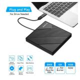 Amicool External DVD Drive USB 3.0 USB C CD Burner CD/DVD +/-RW Optical Drive, Slim Portable DVD CD ROM Rewriter Writer Duplicator for Laptop Desktop PC Windows 11/10/8/7 MacBook Mac Linux OS Apple - 