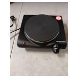 Elite Gourmet ESB-301BF# Countertop Single Cast Iron Burner, 1000 Watts Electric Hot Plate, Temperature Controls, Power Indicator Lights, Easy to Clean, Black - Retail: $17