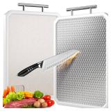 304 Stainless Steel Cutting Board,Double Sided Chopping Board for Kitchen,Scratch Resistant Mesh Design,Anti-Slip Silicone Edges(White,16"*12") - Retail: $11