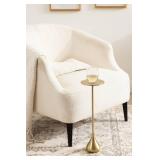 Kate and Laurel Hersi Decorative Modern Pedestal Drink Table; 7 x 7 x 20; Gold; Cast Aluminum Mini Table with Teardrop Base for Use as Small Plant Stand or Living Room Martini Table - Retail: $64