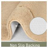 LOCHAS Bathroom Rugs, 24" x 48" Long Bath Rug, Non Slip Washable Bathroom Runner Rug Soft Thick Absorbent Bath Mat for Shower, Shaggy Plush Luxury Large Bath Rug, Beige - Retail: $33