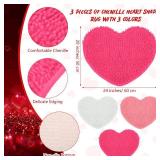 Timgle 3 Pcs Valentines Day Heart Shaped Rugs Galentine Day Love Bath Mats Cute Rugs Non Slip Washable for Home Entrance Bathroom Shower Floor Decor, 20