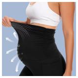Happy.angel 2 Pack Maternity Leggings with Pockets Over the Belly, Womens Black Workout Yoga Pregnancy Pants Black X-Large - Retail: $17