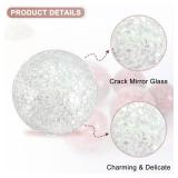 M METERXITY 6-Pack Decorative Ball for Bowls, 2.4 Inch Mosaic Glass Balls Decorative Glass Orbs for Home Decor/Dining Tables/Wedding Party/Coffee Table/Centerpiece Decor [White]