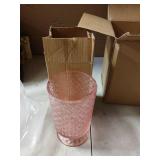 6 Pcs (H:7" W:4") Embossed Flower Vase Pedestal Glass Vase Big Base Thickened Crystal Vintage Vases for Valentines Day Wedding Home Decor Table Centerpiece House Warming