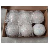 M METERXITY 6-Pack Decorative Ball for Bowls, 2.4 Inch Mosaic Glass Balls Decorative Glass Orbs for Home Decor/Dining Tables/Wedding Party/Coffee Table/Centerpiece Decor [White]