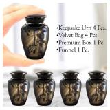 Gone Hunting Deer Keepsake Urns with Sunrays Set of 4 Majestic Buck Mini Cremation Urns for Human Ashes Handcrafted Sharing Token Funeral & Memorial Urns with Velvet Bags & Funnel (S/4 Keepsakes) - Re