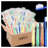 Ziliny 100 Pcs Prepasted Disposable Toothbrushes Bulk Individually Wrapped Pre Pasted Soft Bristle Set Travel Colorful Toothbrushes for Homeless Gift Hotel Camping Travel - Retail: $21