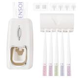 RIDGEPOLE Toothbrush Holder and Toothpaste Dispenser Set, Automatic Toothpaste Squeezer Dispenser, Dispenser Toothpaste Squeezer Kit, Wall Mounted Bathroom Accessories (White) - Retail: $7