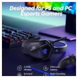 NUBWO Wireless Gaming Headset with Mic for Ps5 Ps4 PC, Zero Interference, 100-Hour Battery All-Day Play, 23ms Sync for Fortnite & Call of Duty/FPS Gamers, Triple Mode All Devices Compatible - Blue - R