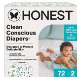 The Honest Company Comfort Dry Disposable Diapers for Sensitive Skin, Hypoallergenic, Fragrance-Free, Turtle Time + Pattern Play, Club Box Size 2 (12-18 lbs), 72 Count - Retail: $25