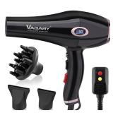 VAGARY Professional Salon 2200W Blower Dryer with Diffuser Concentrator Nozzles,Negative Ionic Blow Dryer,Low Noise Hair Dryers,2 Speeds and 2 Heat Settings 1 Cool Shot Button - Retail: $35