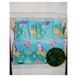 Mermaid Glow In The Dark Premium Flannel Throw Blanket 50 x 60in