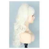 Topcosplay Womens Wig Platinum Blonde Beehive Wigs Bouffant Wig Long Wavy Halloween 60s 70s Costume Party Wig