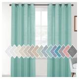 H.VERSAILTEX Linen Sheer Curtains 84 Inch Length Semi Sheer Curtains for Living Room Light Filtering Curtains, 2 Panels (52" W x 84" L, Sea Mist)