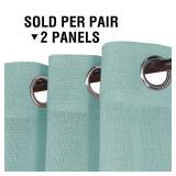 H.VERSAILTEX Linen Sheer Curtains 84 Inch Length Semi Sheer Curtains for Living Room Light Filtering Curtains, 2 Panels (52" W x 84" L, Sea Mist)