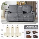 TAOCOCO 100% Waterproof Loveseat Recliner Cover with Console, Non-Slip Washable Reclining Couch Cover for 2 Seats, Furniture Protector for Dogs, Dark Gray