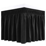 Biscaynebay Wrap Around Bed Skirts for King & Cal King Beds 21" Drop, Black Adjustable Elastic Dust Ruffles Easy Fit Wrinkle Resistant Silky Luxurious Fabric Machine Washable