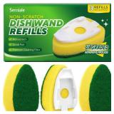 Semiale Non Scratch Dishwand Refills Sponge Heads, Heavy Duty Scrub Brush Sponges, Soap Dispensing Scrubbers, Common Compatible Dish Wand Refill Head Replacements for Kitchen Sink Dishwashing Cleaning