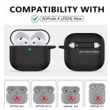Ljusmicker for AirPods 4 Case 2024 with Cleaner Kit,Soft Silicone Protective Cover for Apple AirPods 4th Generation Cases for Women Men,AirPod 4 Case Accessories with Keychain-Black