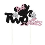 CHuangQi Onederful Oh Twodles Glitter Cake Topper, 1st 2nd Minnie Themed Birthday Cake Decor, Birthday Party Supplies (Oh Twodles)