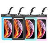 Newppon 4 Pack 8.5 Waterproof Cell Phone Pouch - Underwater Dry Bag Case Lanyard -Water Proof Clear Holder Protector for iPhone 17 16 Pro Max Plus Air Samsung Galaxy S25 Ultra Note for Beach Swimming