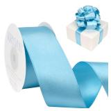 Kryvus Blue Satin Wired Ribbon, 1.5 inch X Continuous 10 Yards Luxury Double Faced Satin Ribbon with Wire Edge for Gift Wrapping, Wreaths, Flower Bouquet, Wedding Decorations, Home Decor