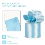 Kryvus Blue Satin Wired Ribbon, 1.5 inch X Continuous 10 Yards Luxury Double Faced Satin Ribbon with Wire Edge for Gift Wrapping, Wreaths, Flower Bouquet, Wedding Decorations, Home Decor