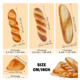 Woration 3pcs Artificial French Bread Set Fake Loaf Simulation Baguette Faux Pastries Food Model Display Home Kitchen Decoration Bakery Ornament