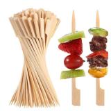 200 PCS Bamboo Skewers for Appetizers, 4.7 Inch Toothpicks, Cocktail Picks for Drinks, Fruit Kababs, Sausage, Barbecue Snacks, Natural Wooden Paddle Skewer Mini Food Sticks, Charcuterie Accessories