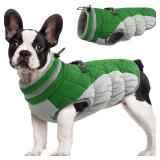 FUAMEY Dog Coat for Medium Dogs,Waterproof Dog Winter Jacket with Harness Built in Puppy Cold Weather Coats Reflective Pet Vest with Zipper Warm Fleece Dogs Snowsuit Windproof Green M