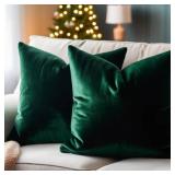 FEVERQIYI 24x24 Velvet Pillow Covers Set of 2 Army Green Decorative Square Throw Pillowcase Soft Solid Cushion Covers for Bedroom Living Room Outdoor Indoor Decoration