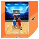 PLULON Basketball Party Game for Kids Pin The Basketball on The Hoop Game Basketball Poster with Basketball Stickers for Boys Girls Birthday Party Wall Decorations Classroom Activities