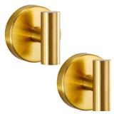 warlve Suction Cup Hooks No Drill Stainless Steel Shower Hooks Towel Hook Robe Hook Heavy Duty on Smooth and Non-Porous Surfaces in Bathrooms Kitchen Bedroom (2, Brushed Gold)