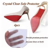 Sole Sticker, Crystal Clear Shoe Protector, Self-Adhesive Sole Cover Shoe Grip for Ladies Heels, Red Bottom Heels, Resistant Self-Stick Pads (4pcs), (Clear)